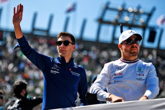 (L to R): George Russell (GBR) Williams Racing and Valtteri Bottas (FIN) Mercedes AMG F1 on the drivers parade.
07.11.2021. Formula 1 World Championship, Rd 18, Mexican Grand Prix, Mexico City, Mexico, Race Day.
- www.xpbimages.com, EMail: requests@xpbimages.com © Copyright: Carrezevoli / XPB Images