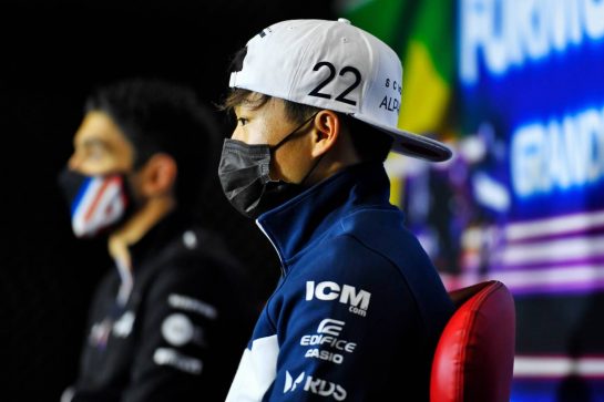 Yuki Tsunoda (JPN) AlphaTauri in the FIA Press Conference.
11.11.2021. Formula 1 World Championship, Rd 19, Brazilian Grand Prix, Sao Paulo, Brazil, Preparation Day.
- www.xpbimages.com, EMail: requests@xpbimages.com © Copyright: Carezzevoli / XPB Images