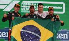 1st place Lewis Hamilton (GBR) Mercedes AMG F1 W12, 2nd place Max Verstappen (NLD) Red Bull Racing RB16B and 3rd place Valtteri Bottas (FIN) Mercedes AMG F1. 14.11.2021. Formula 1 World Championship, Rd 19, Brazilian Grand Prix, Sao Paulo