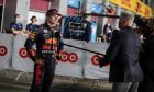 Max Verstappen (NLD) Red Bull Racing with David Coulthard (GBR) Red Bull Racing and Scuderia Toro Advisor / Channel 4 F1 Commentator in qualifying parc ferme. 20.11.2021. Formula 1 World Championship, Rd 20, Qatar Grand Prix, Doha, Qatar