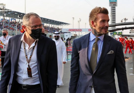 (L to R): Stefano Domenicali (ITA) Formula One President and CEO with David Beckham (GBR) Former Football Player.
21.11.2021. Formula 1 World Championship, Rd 20, Qatar Grand Prix, Doha, Qatar, Race Day.
- www.xpbimages.com, EMail: requests@xpbimages.com © Copyright: Batchelor / XPB Images
