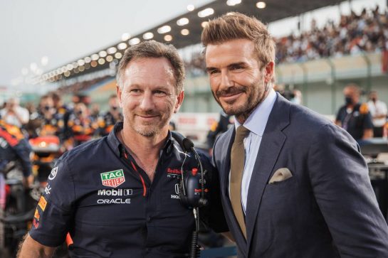 (L to R): Christian Horner (GBR) Red Bull Racing Team Principal with David Beckham (GBR) Former Football Player on the grid.
21.11.2021. Formula 1 World Championship, Rd 20, Qatar Grand Prix, Doha, Qatar, Race Day.
- www.xpbimages.com, EMail: requests@xpbimages.com © Copyright: Batchelor / XPB Images