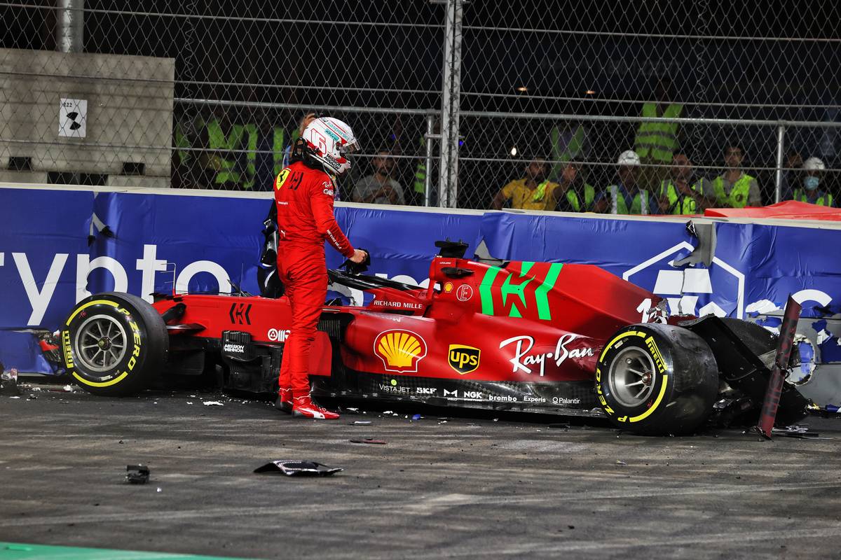 Charles Leclerc (MON) Ferrari SF-21 after he crashed in the second practice session. 03.12.2021 Formula 1 World Championship, Rd 21, Saudi Arabian Grand Prix, Jeddah