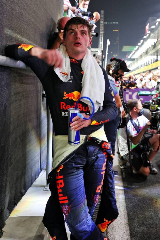Second placed Max Verstappen (NLD) Red Bull Racing in parc ferme.
05.12.2021. Formula 1 World Championship, Rd 21, Saudi Arabian Grand Prix, Jeddah, Saudi Arabia, Race Day.
- www.xpbimages.com, EMail: requests@xpbimages.com © Copyright: Moy / XPB Images