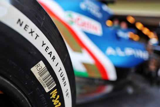 Alpine F1 Team A521 - Pirelli tyre.
09.12.2021. Formula 1 World Championship, Rd 22, Abu Dhabi Grand Prix, Yas Marina Circuit, Abu Dhabi, Preparation Day.
- www.xpbimages.com, EMail: requests@xpbimages.com © Copyright: Batchelor / XPB Images