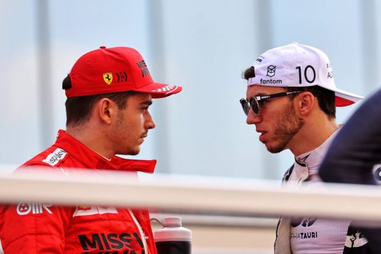 (L to R): Charles Leclerc (MON) Ferrari and Pierre Gasly (FRA) AlphaTauri on the drivers parade.
12.12.2021. Formula 1 World Championship, Rd 22, Abu Dhabi Grand Prix, Yas Marina Circuit, Abu Dhabi, Race Day.
- www.xpbimages.com, EMail: requests@xpbimages.com © Copyright: Batchelor / XPB Images