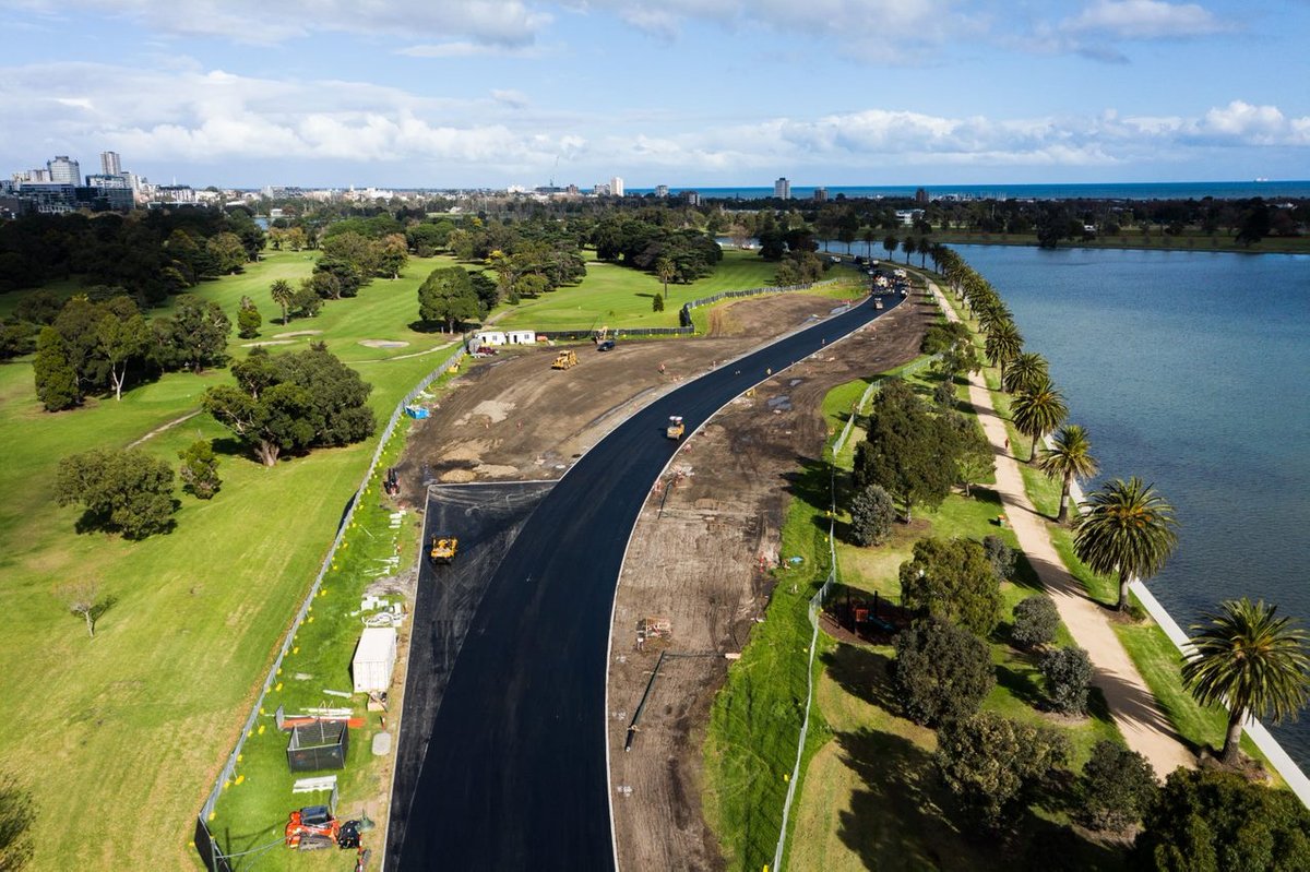 Modifications being made to the Albert Park Circuit in Melbourne.
