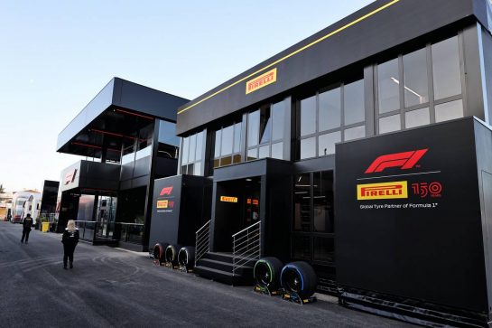 Pirelli motorhome in the paddock.
23.02.2022. Formula One Testing, Day One, Barcelona, Spain. Wednesday.
- www.xpbimages.com, EMail: requests@xpbimages.com © Copyright: Moy / XPB Images