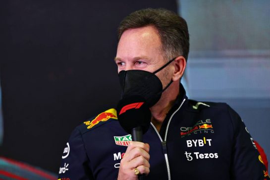 Christian Horner (GBR) Red Bull Racing Team Principal in the FIA Press Conference.
23.02.2022. Formula One Testing, Day One, Barcelona, Spain. Wednesday.
- www.xpbimages.com, EMail: requests@xpbimages.com © Copyright: FIA Pool Image for Editorial Use Only