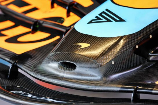 McLaren MCL36 nosecone detail.
23.02.2022. Formula One Testing, Day One, Barcelona, Spain. Wednesday.
- www.xpbimages.com, EMail: requests@xpbimages.com © Copyright: Batchelor / XPB Images
