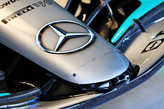 Mercedes AMG F1 W13 nosecone detail.
24.02.2022. Formula One Testing, Day Two, Barcelona, Spain. Thursday.
- www.xpbimages.com, EMail: requests@xpbimages.com © Copyright: Batchelor / XPB Images