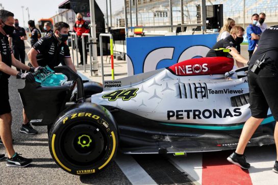 Mercedes AMG F1 W13.
10.03.2022. Formula 1 Testing, Sakhir, Bahrain, Day One.
- www.xpbimages.com, EMail: requests@xpbimages.com © Copyright: Bearne / XPB Images