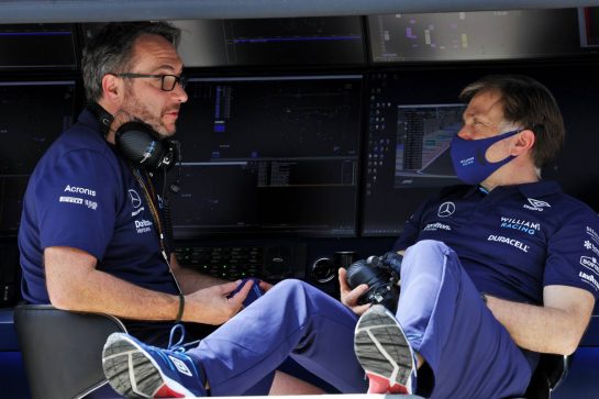 (L to R): Sven Smeets (GER) Williams Racing Sporting Director with Jost Capito (GER) Williams Racing Chief Executive Officer.
10.03.2022. Formula 1 Testing, Sakhir, Bahrain, Day One.
- www.xpbimages.com, EMail: requests@xpbimages.com © Copyright: Bearne / XPB Images