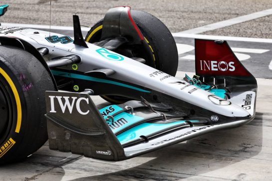 George Russell (GBR) Mercedes AMG F1 W13 - front wing.
11.03.2022. Formula 1 Testing, Sakhir, Bahrain, Day Two.
- www.xpbimages.com, EMail: requests@xpbimages.com © Copyright: Batchelor / XPB Images