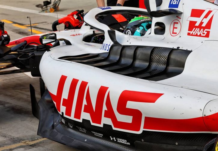 Mick Schumacher (GER) Haas VF-22 - sidepod detail. 12.03.2022. Formula 1 Testing, Sakhir, Bahrain, Day Three.