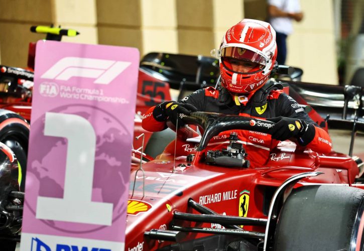 Pole sitter Charles Leclerc (MON) Ferrari F1-75 in qualifying parc ferme. 19.03.2022. Formula 1 World Championship, Rd 1, Bahrain Grand Prix, Sakhir, Bahrain