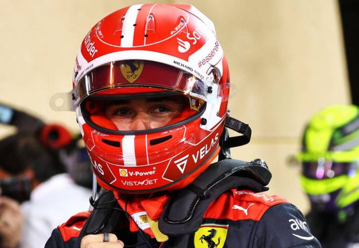 Charles Leclerc (MON) Ferrari celebrates his pole position in qualifying parc ferme. 19.03.2022. Formula 1 World Championship, Rd 1, Bahrain Grand Prix, Sakhir