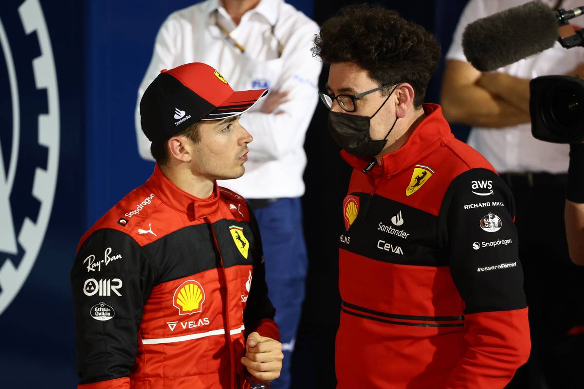 Charles Leclerc (MON) Ferrari with Mattia Binotto (ITA) Ferrari Team Principal. 20.03.2022. Formula 1 World Championship, Rd 1, Bahrain Grand Prix, Sakhir
