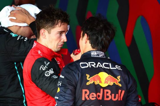 Charles Leclerc (MON) Ferrari and Sergio Perez (MEX) Red Bull Racing.
10.04.2022. Formula 1 World Championship, Rd 3, Australian Grand Prix, Albert Park, Melbourne, Australia, Race Day.
- www.xpbimages.com, EMail: requests@xpbimages.com © Copyright: Batchelor / XPB Images