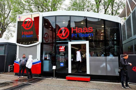 Haas F1 Team motorhome in the paddock.
21.04.2022. Formula 1 World Championship, Rd 4, Emilia Romagna Grand Prix, Imola, Italy, Preparation Day.
- www.xpbimages.com, EMail: requests@xpbimages.com © Copyright: Batchelor / XPB Images