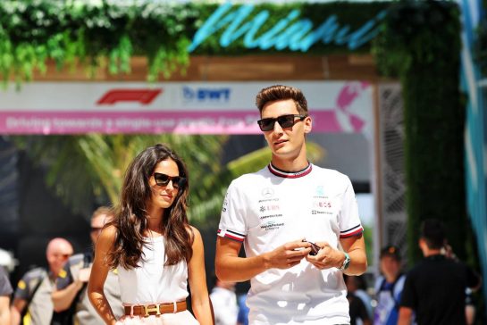 George Russell (GBR) Mercedes AMG F1 with his girlfriend Carmen Montero Mundt.
06.05.2022. Formula 1 World Championship, Rd 5, Miami Grand Prix, Miami, Florida, USA, Practice Day.
- www.xpbimages.com, EMail: requests@xpbimages.com © Copyright: Bearne / XPB Images