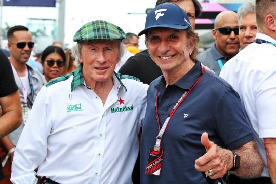 (L to R): Jackie Stewart (GBR) with Emerson Fittipaldi (BRA).
06.05.2022. Formula 1 World Championship, Rd 5, Miami Grand Prix, Miami, Florida, USA, Practice Day.
 - www.xpbimages.com, EMail: requests@xpbimages.com © Copyright: Coates / XPB Images