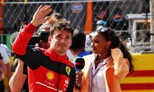 Charles Leclerc (MON) Ferrari celebrates his pole position in qualifying parc ferme. 21.05.2022. Formula 1 World Championship, Rd 6, Spanish Grand Prix, Barcelona, Spain, Qualifying