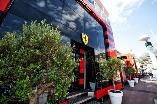 Ferrari motorhome in the paddock.
26.05.2022. Formula 1 World Championship, Rd 7, Monaco Grand Prix, Monte Carlo, Monaco, Practice Day.
- www.xpbimages.com, EMail: requests@xpbimages.com © Copyright: Price / XPB Images