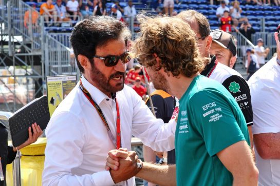 (L to R): Mohammed Bin Sulayem (UAE) FIA President with Sebastian Vettel (GER) Aston Martin F1 Team.
28.05.2022. Formula 1 World Championship, Rd 7, Monaco Grand Prix, Monte Carlo, Monaco, Qualifying Day.
- www.xpbimages.com, EMail: requests@xpbimages.com © Copyright: Batchelor / XPB Images