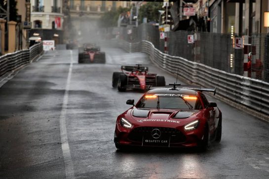 Charles Leclerc (MON) Ferrari F1-75 leads behind the Aston Martin FIA Safety Car on a formation lap.
29.05.2022. Formula 1 World Championship, Rd 7, Monaco Grand Prix, Monte Carlo, Monaco, Race Day.
 - www.xpbimages.com, EMail: requests@xpbimages.com © Copyright: Coates / XPB Images