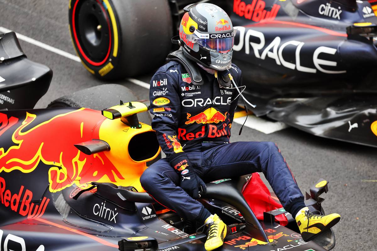 Race winner Sergio Perez (MEX) Red Bull Racing RB18 celebrates in parc ferme. 29.05.2022. Formula 1 World Championship, Rd 7, Monaco Grand Prix, Monte Carlo, Monaco, Race