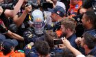 Race winner Sergio Perez (MEX) Red Bull Racing celebrates with the team in parc ferme. 29.05.2022. Formula 1 World Championship, Rd 7, Monaco Grand Prix, Monte Carlo, Monaco, Race