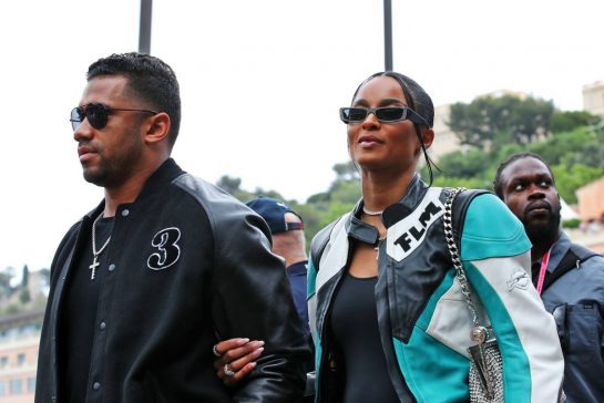 (L to R): Russell Wilson (USA) American Football Player with his wife Ciara Wilson (USA) Singer.
29.05.2022. Formula 1 World Championship, Rd 7, Monaco Grand Prix, Monte Carlo, Monaco, Race Day.
 - www.xpbimages.com, EMail: requests@xpbimages.com © Copyright: Coates / XPB Images