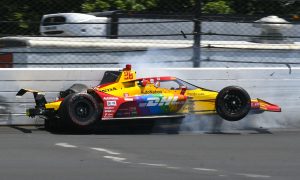 Grosjean's first Indy 500 bid ends in the wall