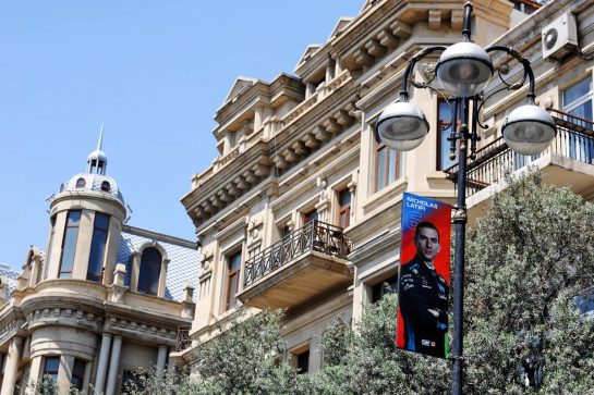 Circuit atmosphere - Nicholas Latifi (CDN) Williams Racing banner.
09.06.2022. Formula 1 World Championship, Rd 8, Azerbaijan Grand Prix, Baku Street Circuit, Azerbaijan, Preparation Day.
- www.xpbimages.com, EMail: requests@xpbimages.com © Copyright: Bearne / XPB Images