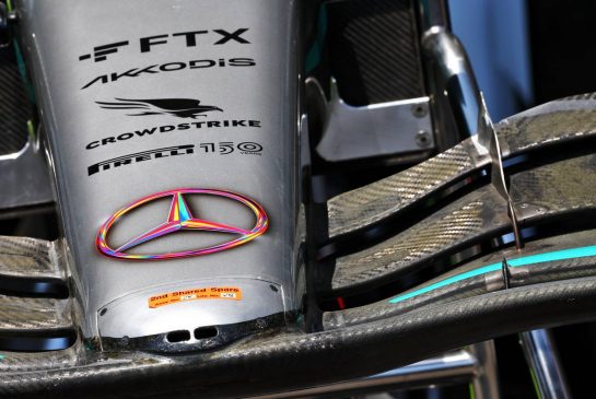 Mercedes AMG F1 W13 nosecone.
09.06.2022. Formula 1 World Championship, Rd 8, Azerbaijan Grand Prix, Baku Street Circuit, Azerbaijan, Preparation Day.
- www.xpbimages.com, EMail: requests@xpbimages.com © Copyright: Batchelor / XPB Images