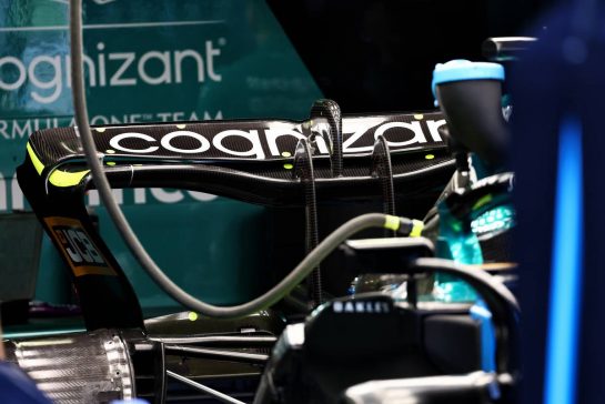 Aston Martin F1 Team AMR22 rear wing.
09.06.2022. Formula 1 World Championship, Rd 8, Azerbaijan Grand Prix, Baku Street Circuit, Azerbaijan, Preparation Day.
- www.xpbimages.com, EMail: requests@xpbimages.com © Copyright: Batchelor / XPB Images