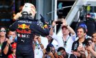 Race winner Max Verstappen (NLD) Red Bull Racing celebrates in parc ferme. 12.06.2022. Formula 1 World Championship, Rd 8, Azerbaijan Grand Prix, Baku