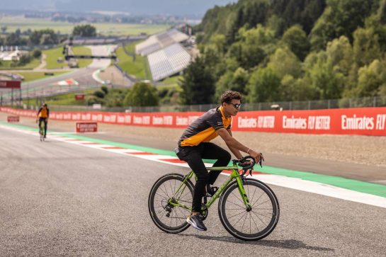 Lando Norris (GBR) McLaren rides the circuit.
07.07.2022. Formula 1 World Championship, Rd 11, Austrian Grand Prix, Spielberg, Austria, Preparation Day.
- www.xpbimages.com, EMail: requests@xpbimages.com © Copyright: Bearne / XPB Images