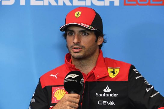 Carlos Sainz Jr (ESP) Ferrari in the FIA Press Conference.
07.07.2022. Formula 1 World Championship, Rd 11, Austrian Grand Prix, Spielberg, Austria, Preparation Day.
- www.xpbimages.com, EMail: requests@xpbimages.com © Copyright: XPB Images