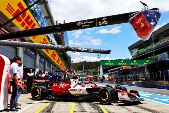 Valtteri Bottas (FIN) Alfa Romeo F1 Team C42 leaves the pits.
08.07.2022. Formula 1 World Championship, Rd 11, Austrian Grand Prix, Spielberg, Austria, Qualifying Day.
- www.xpbimages.com, EMail: requests@xpbimages.com © Copyright: Batchelor / XPB Images