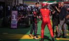 Race winner Charles Leclerc (MON) Ferrari celebrates with second placed Max Verstappen (NLD) Red Bull Racing in parc ferme. 10.07.2022. Formula 1 World Championship, Rd 11, Austrian Grand Prix, Spielberg, Austria, Race