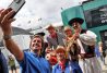 Paddock atmosphere - Fernando Alonso (ESP) Alpine F1 Team with men on stilts. 31.07.2022. Formula 1 World Championship, Rd 13, Hungarian Grand Prix, Budapest, Hungary, Race