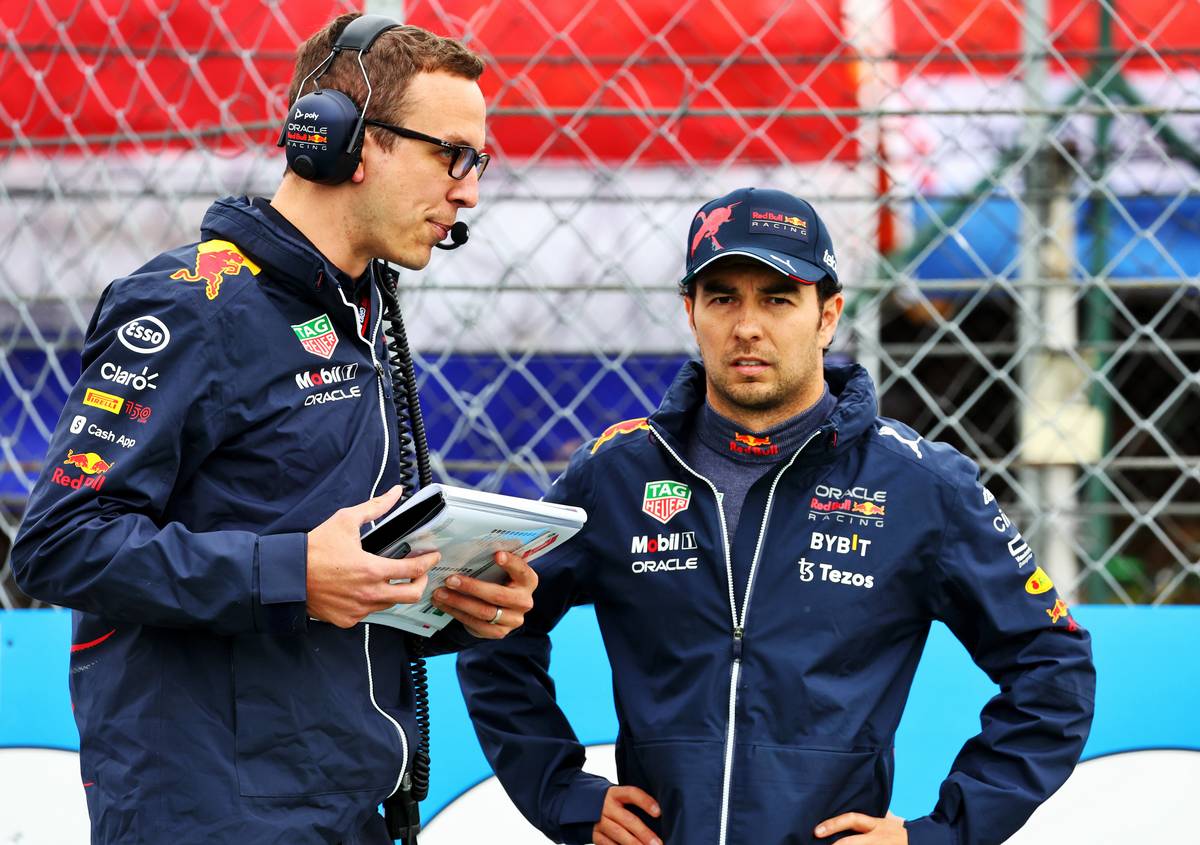 Sergio Perez (MEX) Red Bull Racing on the grid. 31.07.2022. Formula 1 World Championship, Rd 13, Hungarian Grand Prix, Budapest, Hungary, Race