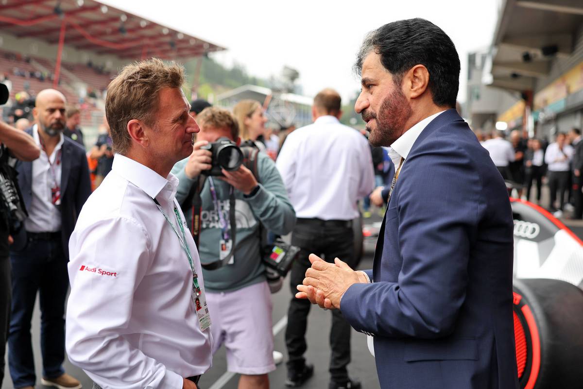 Allan McNish (GBR) Audi Director of Motorsport Coordination with Mohammed Bin Sulayem (UAE) FIA President. 26.08.2022. Formula 1 World Championship, Rd 14, Belgian Grand Prix, Spa Francorchamps, Belgium, Practice