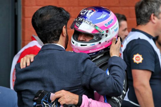 Esteban Ocon (FRA) Alpine F1 Team celebrates in qualifying parc ferme with Mohammed Bin Sulayem (UAE) FIA President.
27.08.2022. Formula 1 World Championship, Rd 14, Belgian Grand Prix, Spa Francorchamps, Belgium, Qualifying Day.
- www.xpbimages.com, EMail: requests@xpbimages.com © Copyright: Coates / XPB Images