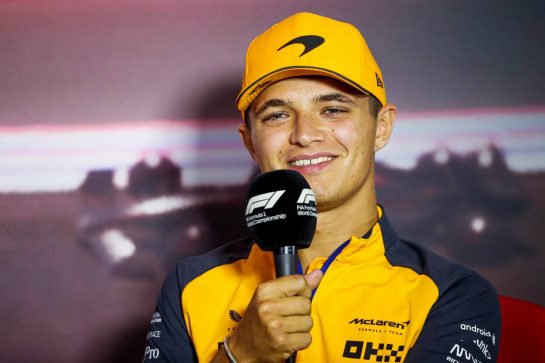 Lando Norris (GBR) McLaren in the FIA Press Conference.
01.09.2022. Formula 1 World Championship, Rd 14, Dutch Grand Prix, Zandvoort, Netherlands, Preparation Day.
- www.xpbimages.com, EMail: requests@xpbimages.com © Copyright: XPB Images