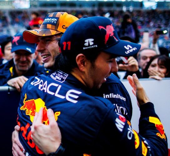 Sergio Perez and Max Verstappen after the Japanese GP in Suzuka - Sunday, October 9 2022