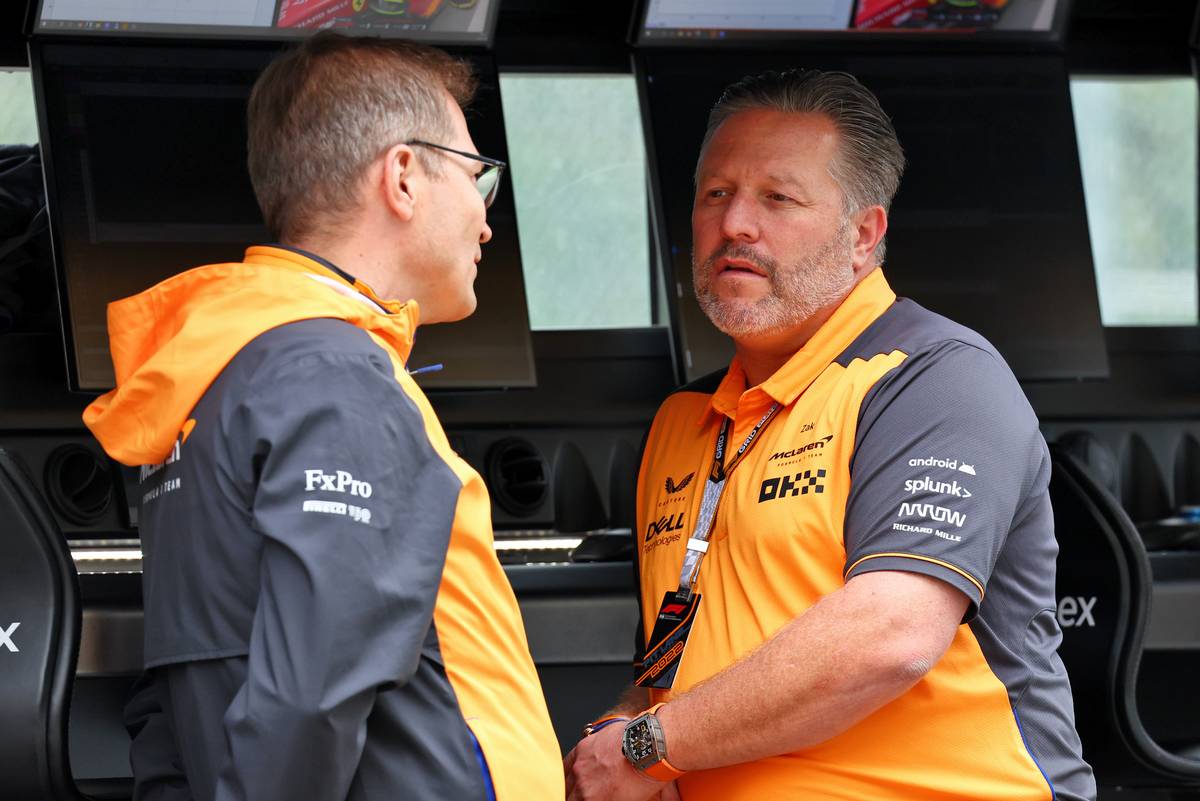 Andreas Seidl, McLaren Managing Director with Zak Brown (USA) McLaren Executive Director. 27.08.2022. Formula 1 World Championship, Rd 14, Belgian Grand Prix, Spa Francorchamps, Belgium, Qualifying