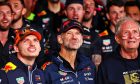 (L to R): Race winner Max Verstappen (NLD) Red Bull Racing celebrates winning the World Championship with Adrian Newey (GBR) Red Bull Racing Chief Technical Officer; Dr Helmut Marko (AUT) Red Bull Motorsport Consultant and the team. 09.10.2022. Formula 1 World Championship, Rd 18, Japanese Grand Prix, Suzuka, Japan, Race